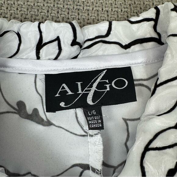 ALGO Women's Black and White Floral Jacket ~ L - Picture 12 of 14